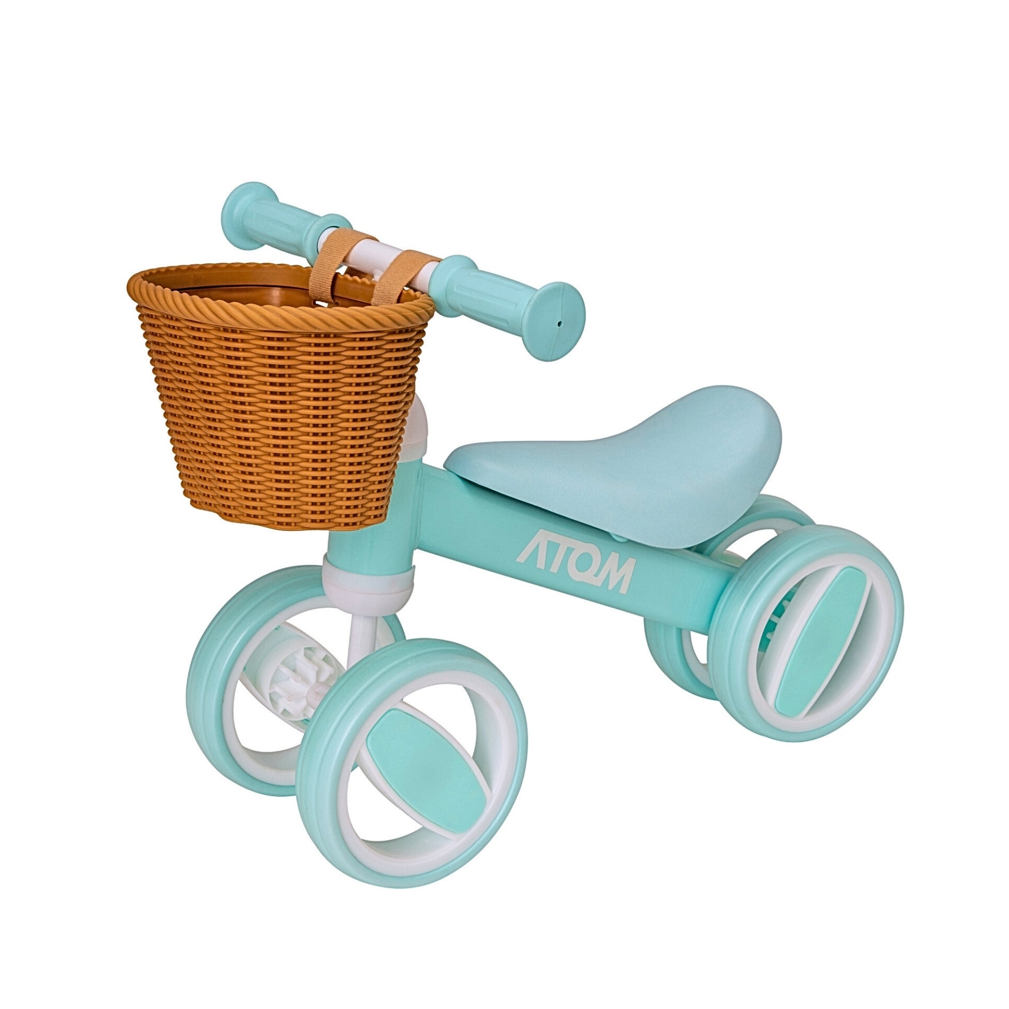 ATOM Bobble Balance Bike with Basket in Mint Green – Lightweight First Bike for Toddlers with 10 Inch Wheels and Adjustable Seat.
