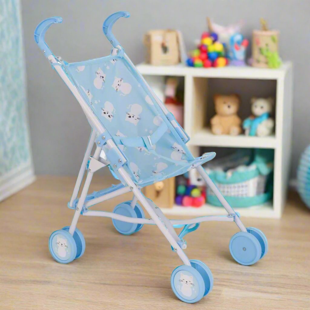 BabyBoo Kitty Doll Stroller - Blue Pushchairs