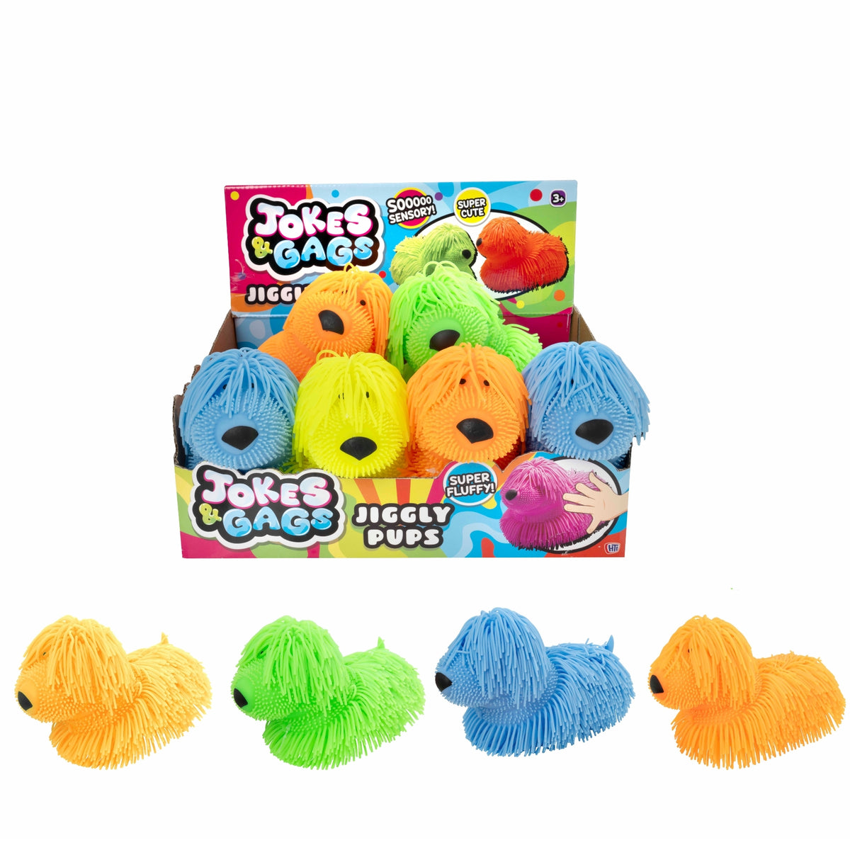 Jokes &amp; Gags Jiggly Pups  - 6 Large Sensory Long Haired Pups