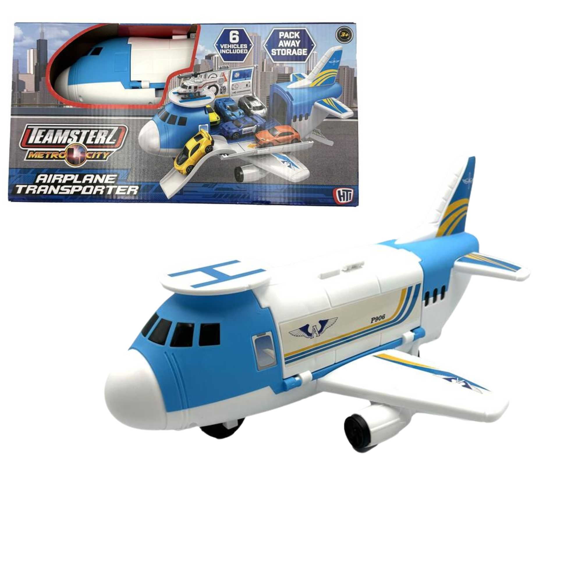 Teamsterz Aeroplane Transporter - Includes 16 Accessories Helicopters & Planes