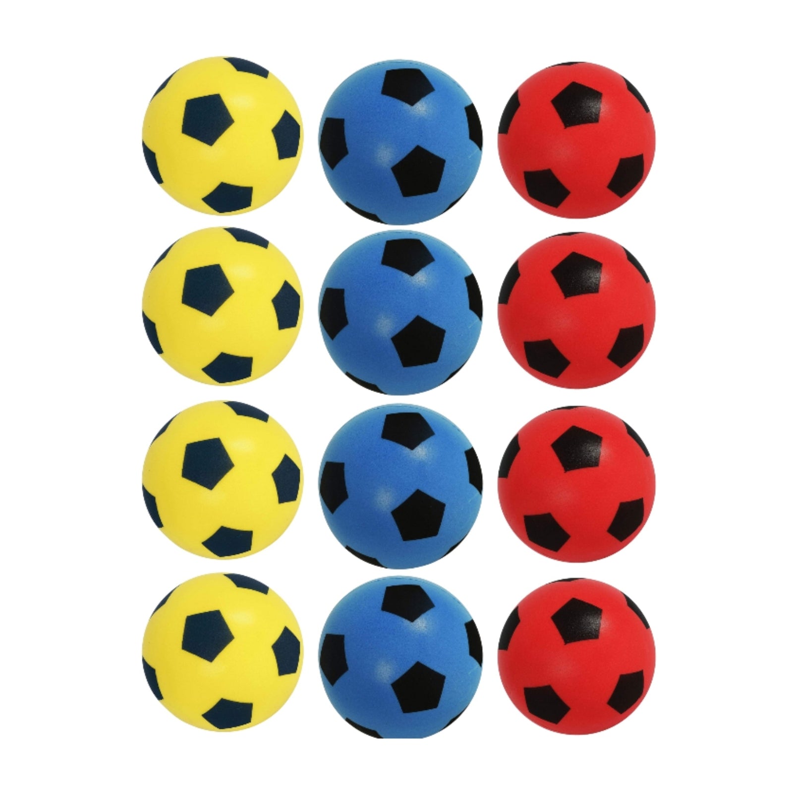Foam Football Pack Of 12 - Red, Blue & Yellow