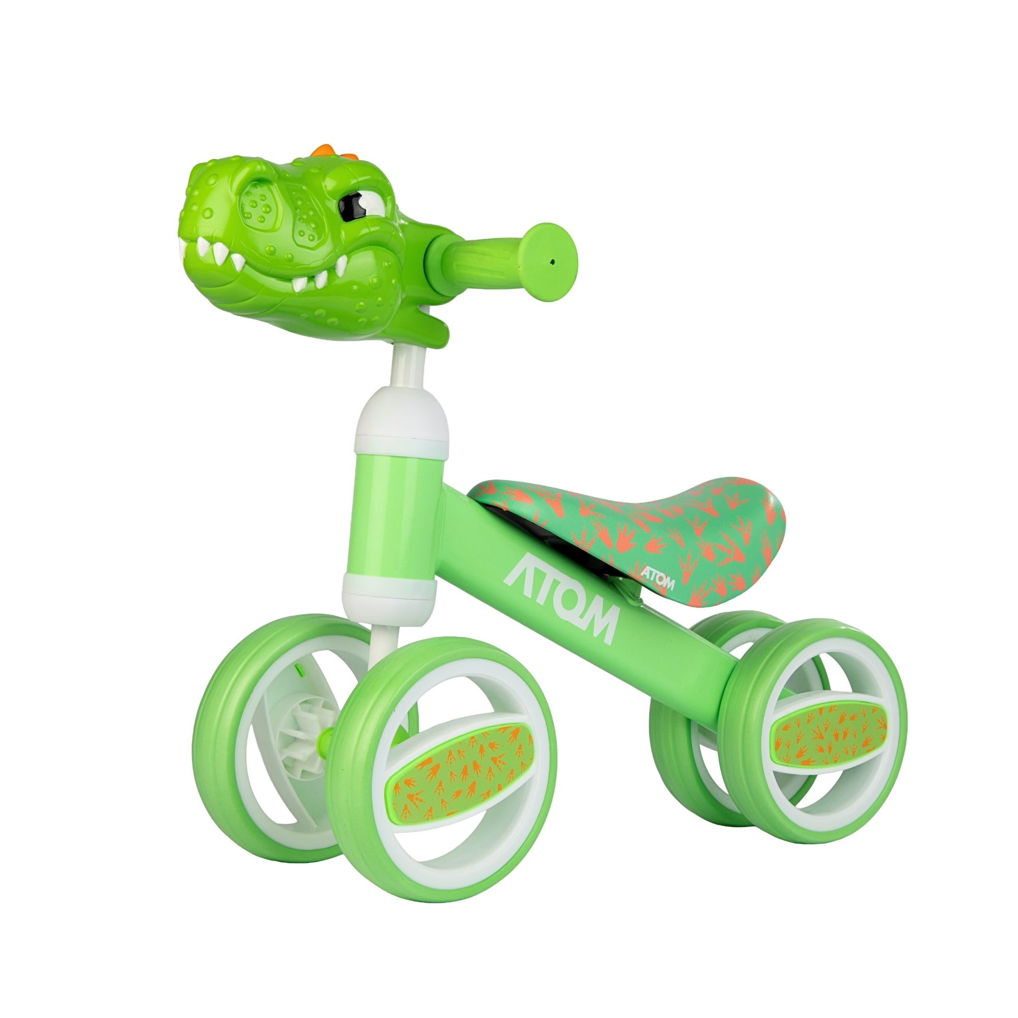 ATOM Childrens Bobble Bike - Green Dinosaur Balance Bike