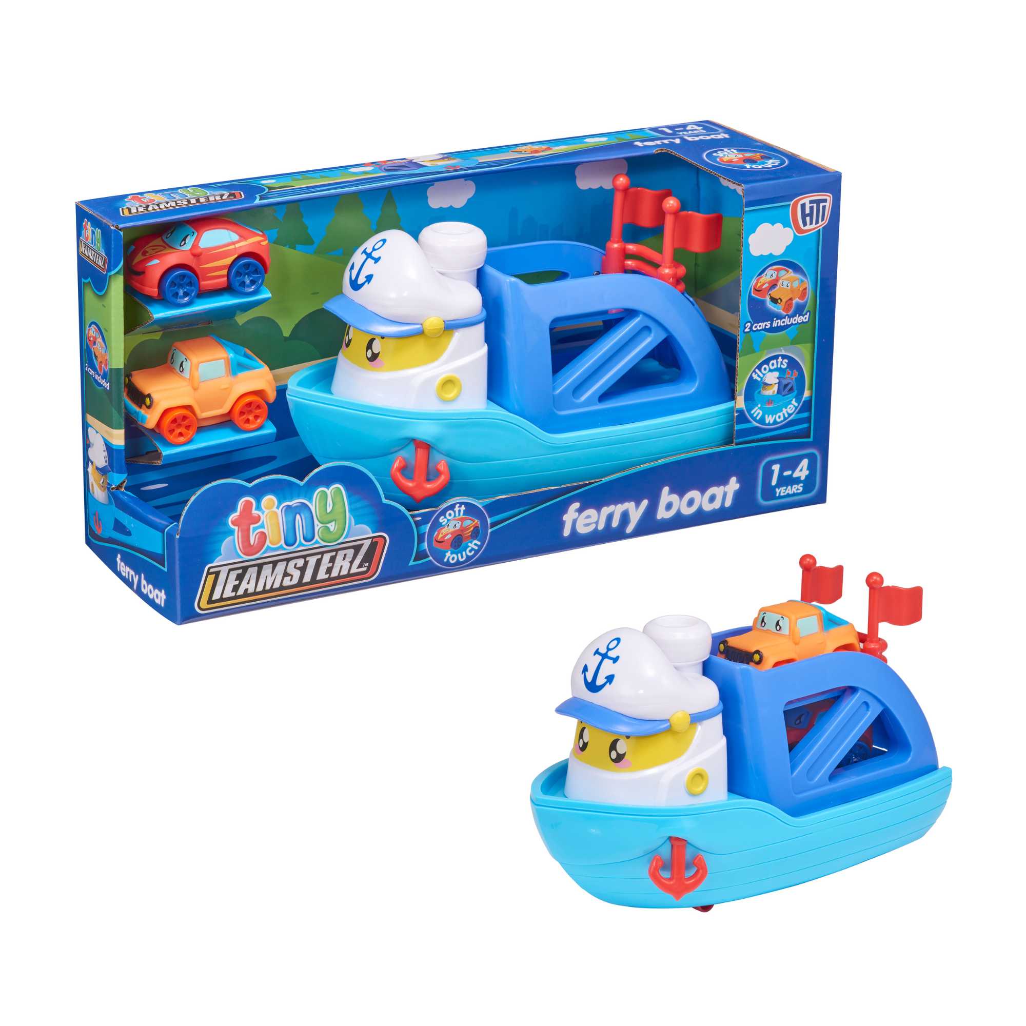 Tiny Teamsterz Ferry Boat Playset | Includes 2 Soft Touch Cars Cars & Transporters