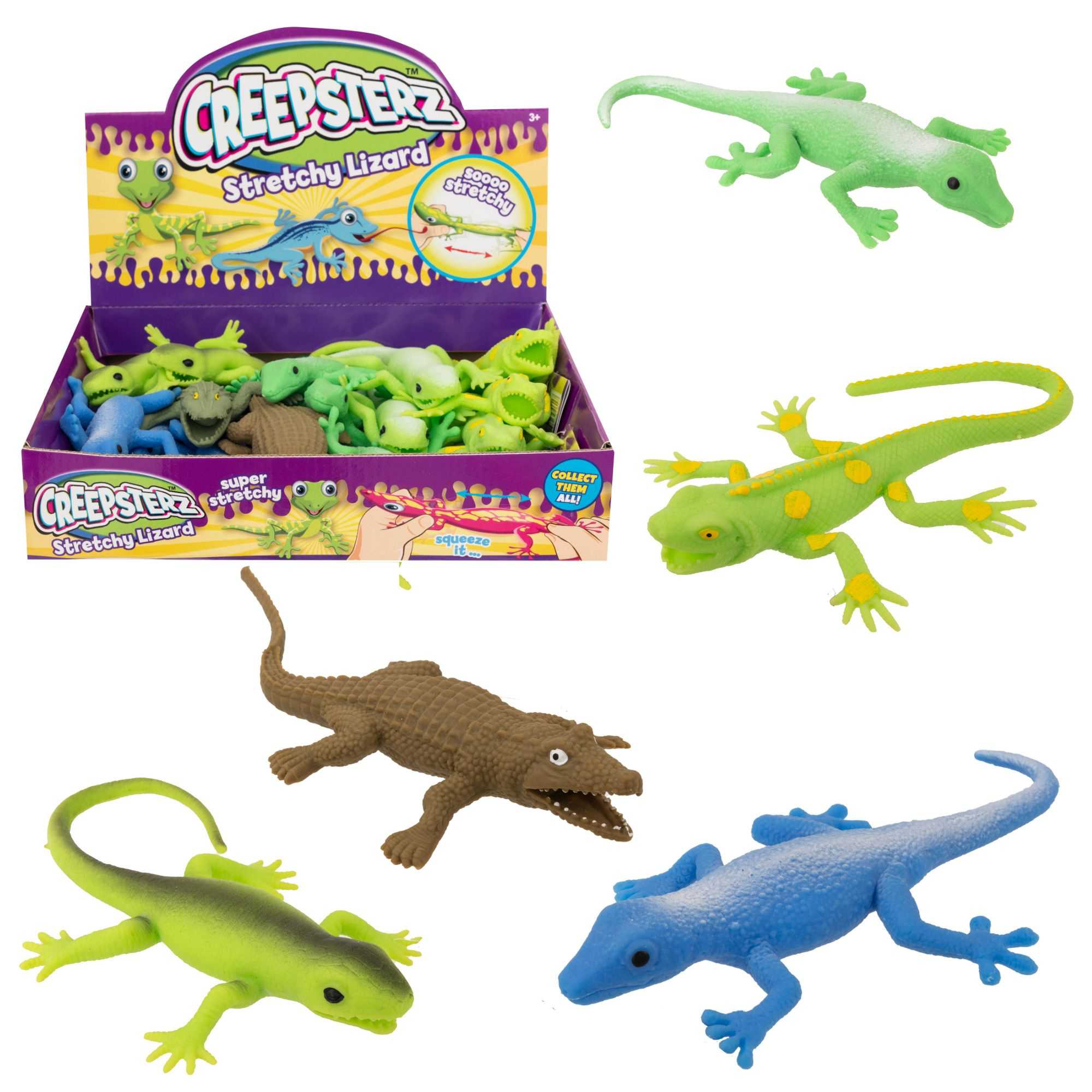 Creepsterz Stretchy Lizards Assorted Fidget Toys - 24 Pack Toy Playsets
