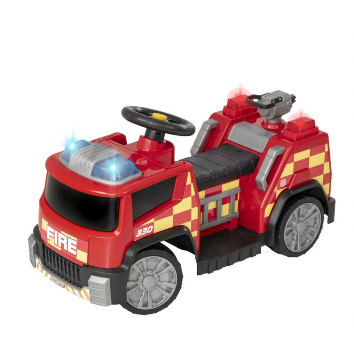 Electric Fire Engine Ride On + Fancy Dress Red Fireman&#39;s Hat