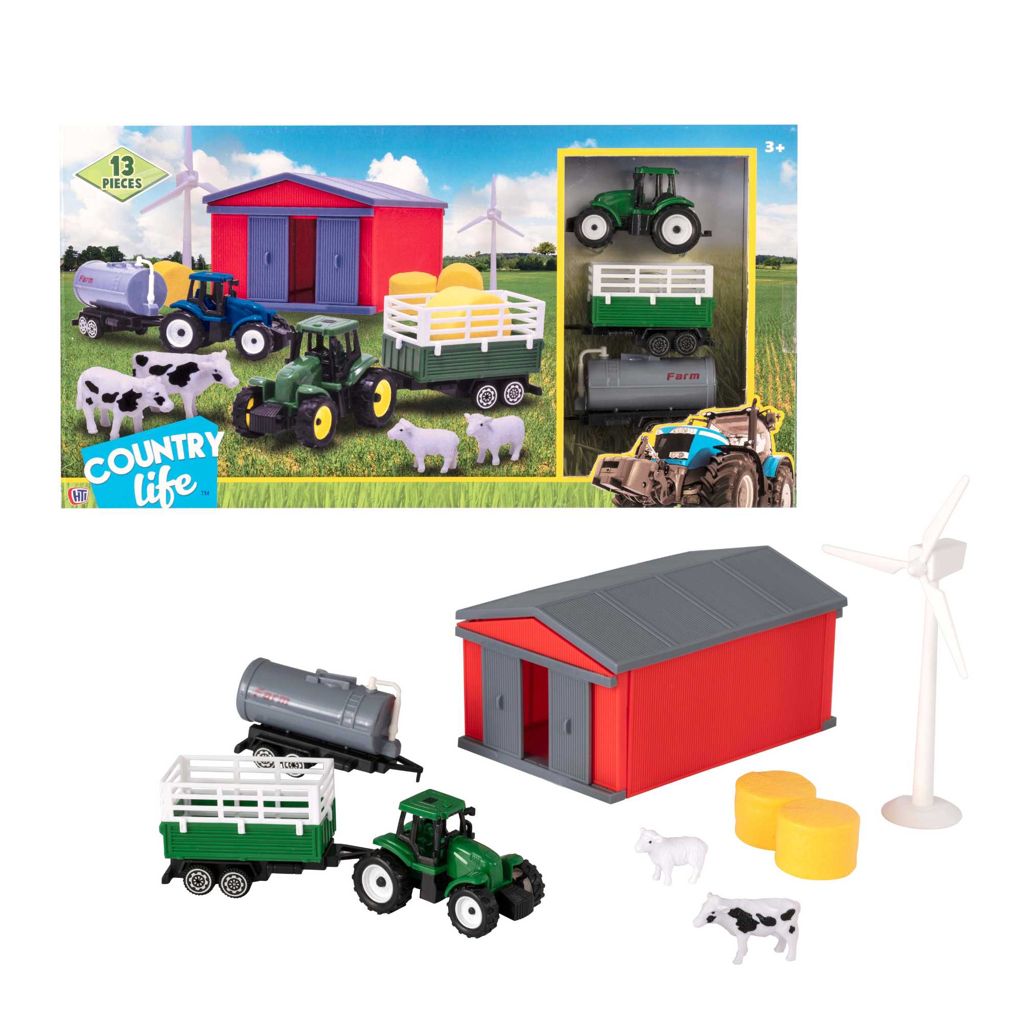 Country Life Farmyard Playset - Includes 13 Pieces Play Figures