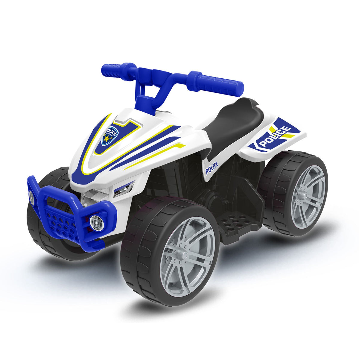 Electric Police Quad Bike Ride On + Kids Fancy Dress Police Helmet Bundle Electric Ride Ons