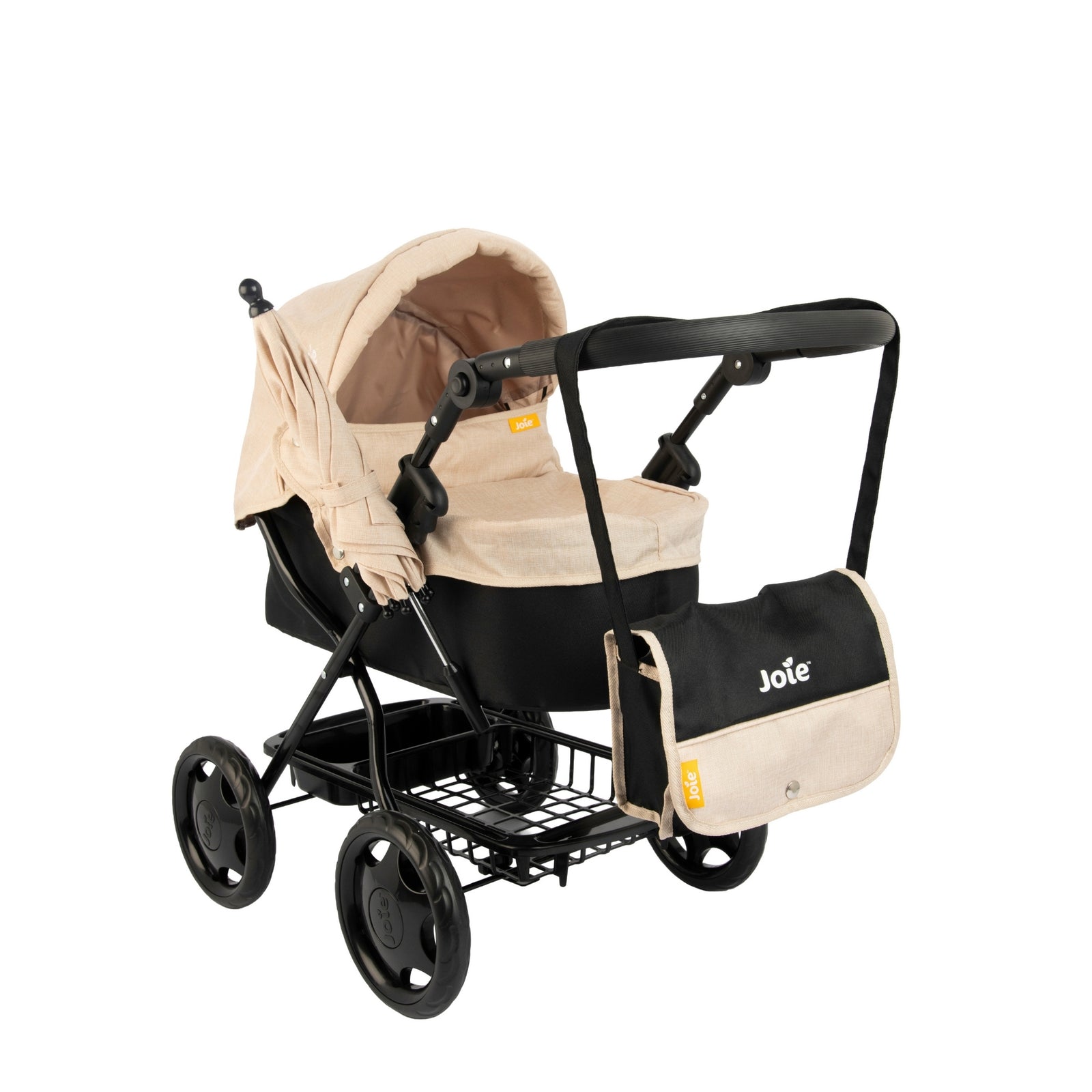 Joie Junior Classic Stone & Black Pram - Includes Handheld Parasol & Changing Bag