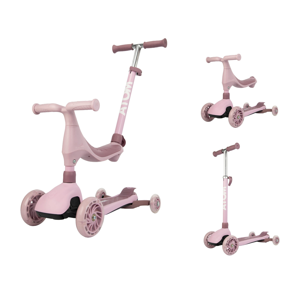 ATOM 4-in-1 Evolve Childrens Scooter Ride-On - Pink Scooters
