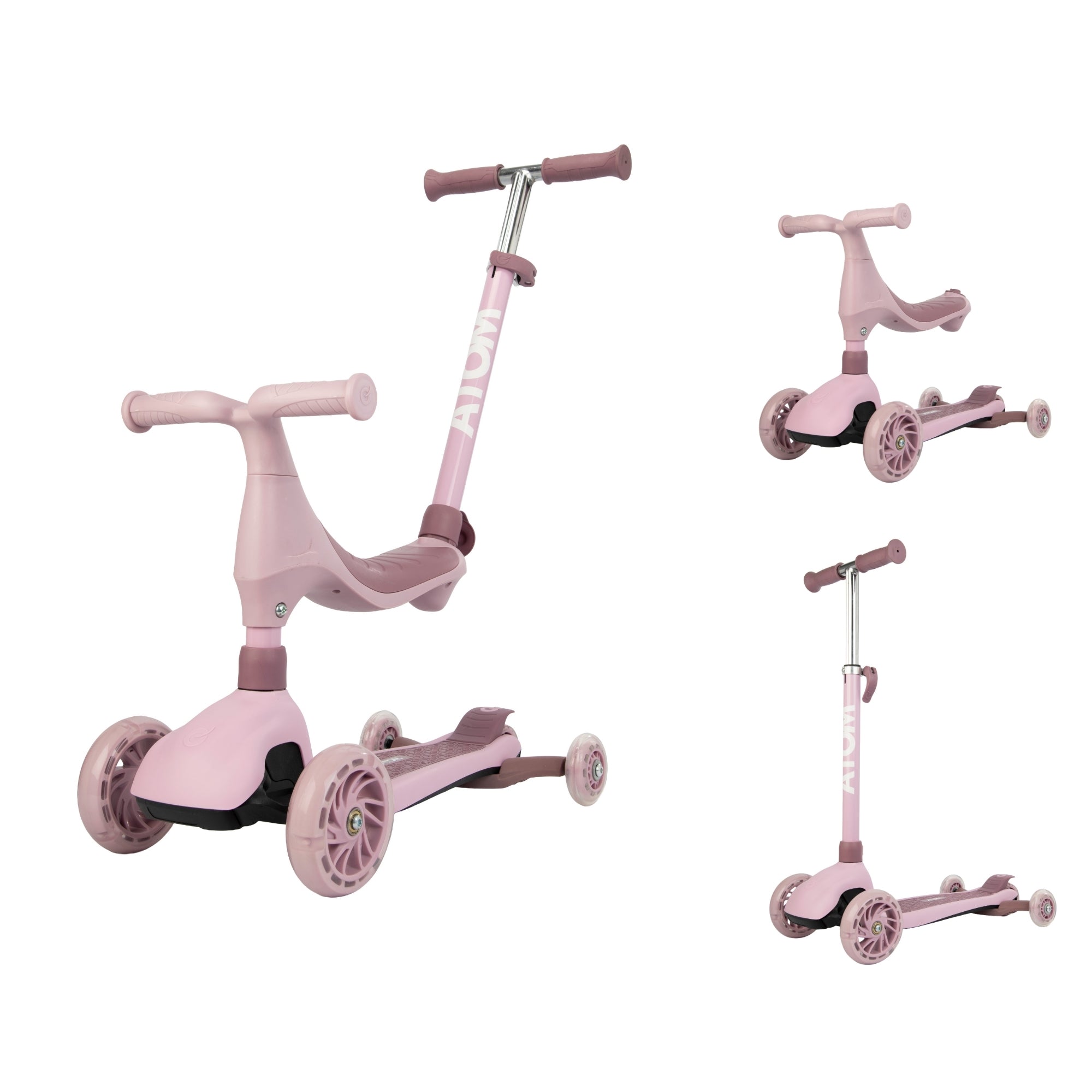 ATOM 4-in-1 Evolve Childrens Scooter Ride-On - Pink Scooters
