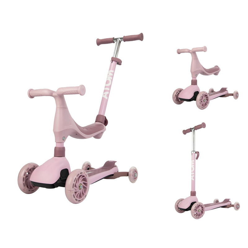 ATOM 4-in-1 Evolve Childrens Scooter Ride-On - Pink Scooters