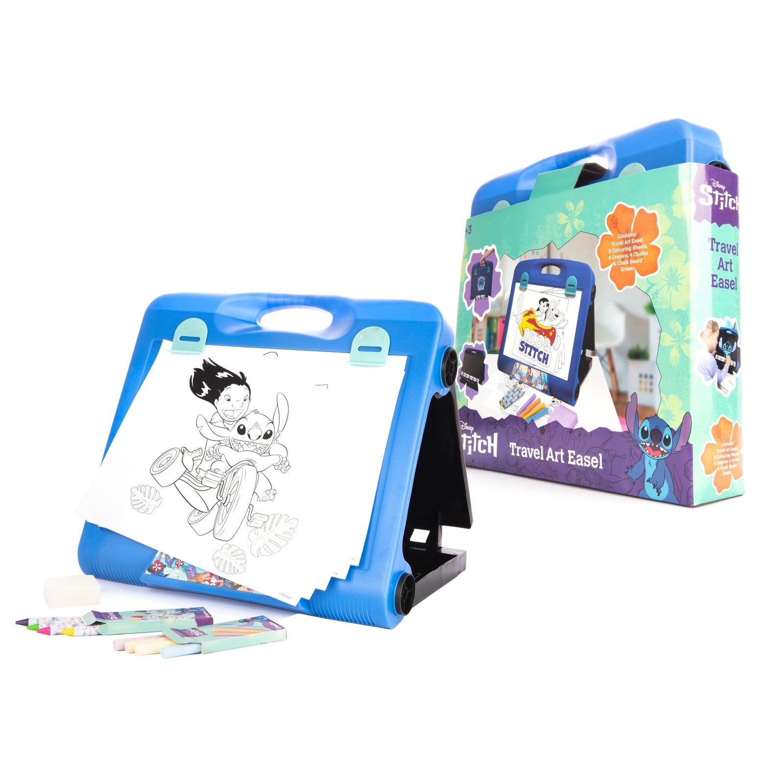 Disney Stitch Art Easel - Chalkboard, Crayons & Chalks Included