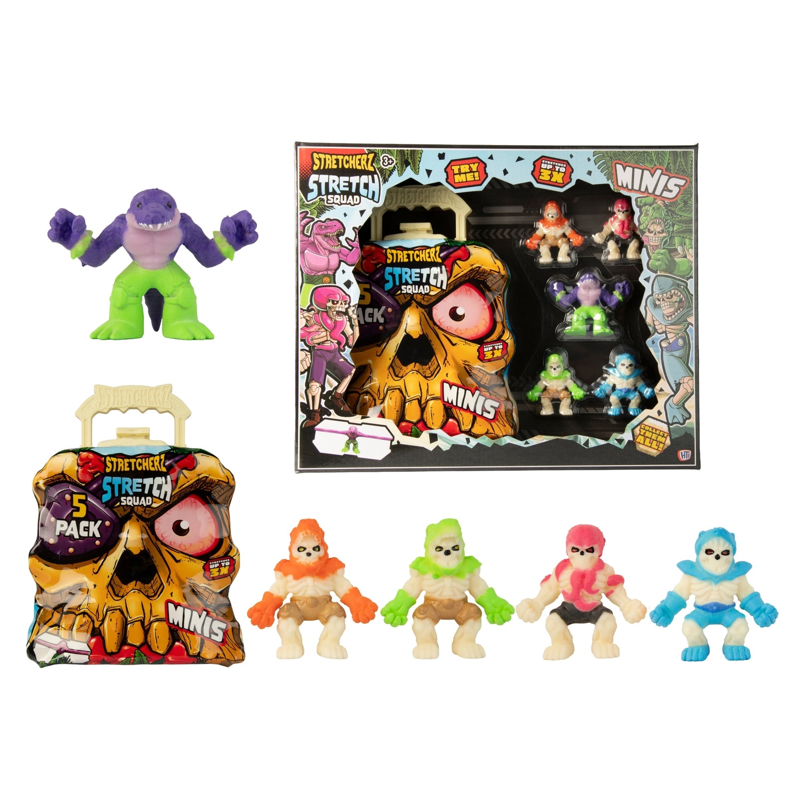 Stretcherz Play Case With 5 Stretchy Figures - Skull