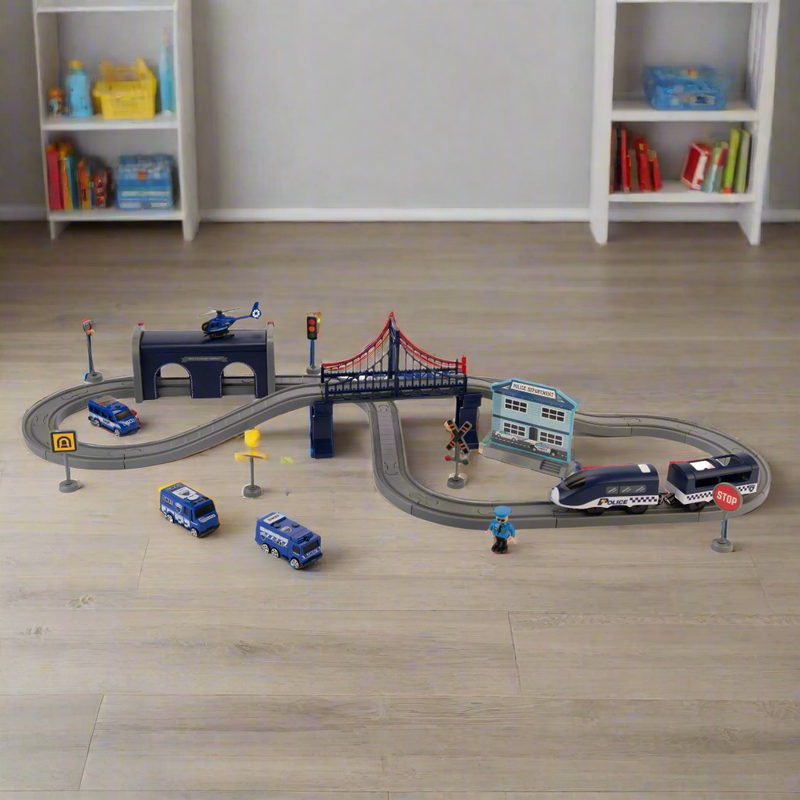 Police Service Rescue Train Set - 66 Pieces Included