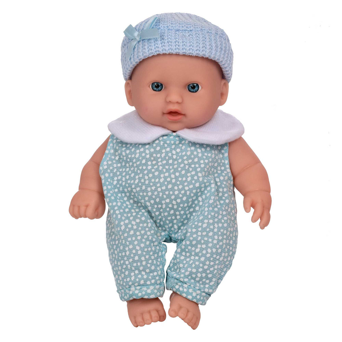 BabyBoo Cutie Baby Doll available in blue and pink outfits, featuring a soft, cuddly body, lifelike facial features, and gentle expression, perfect for nurturing role-play and snuggling.