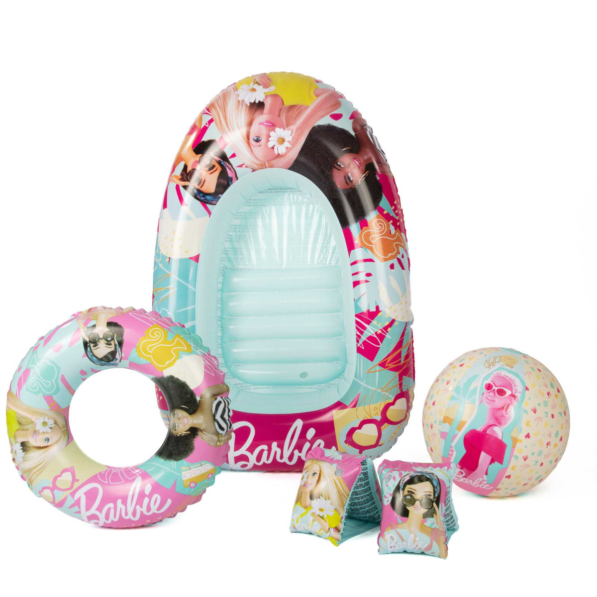 Barbie Swim Pack - Swim Ring, Armbands, Beach Ball &amp; Boat Sand &amp; Water Play