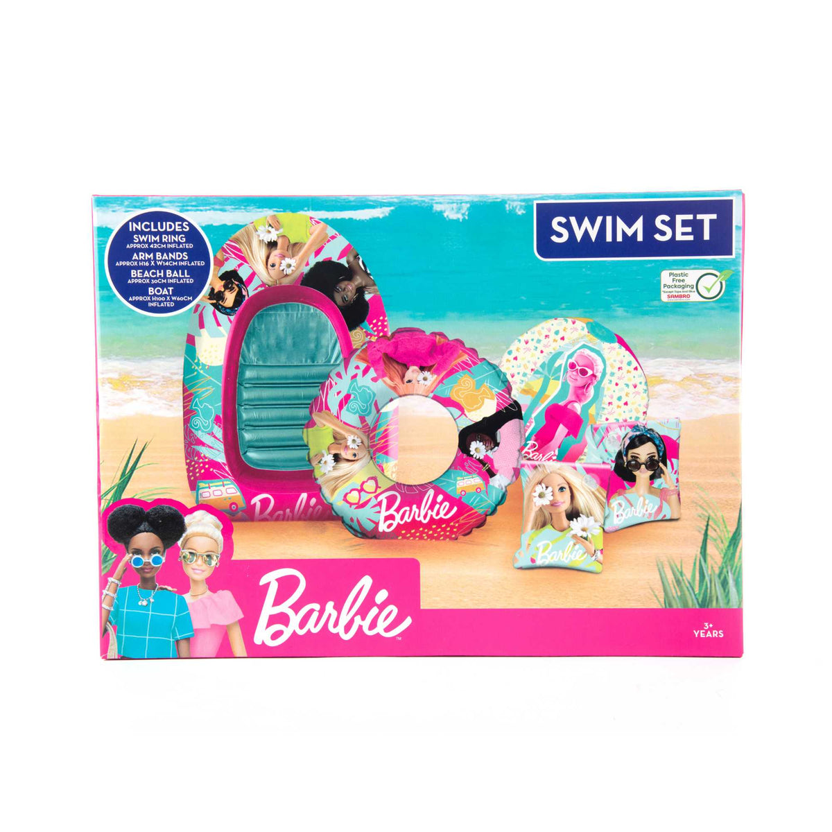 Barbie Swim Pack - Swim Ring, Armbands, Beach Ball &amp; Boat Sand &amp; Water Play