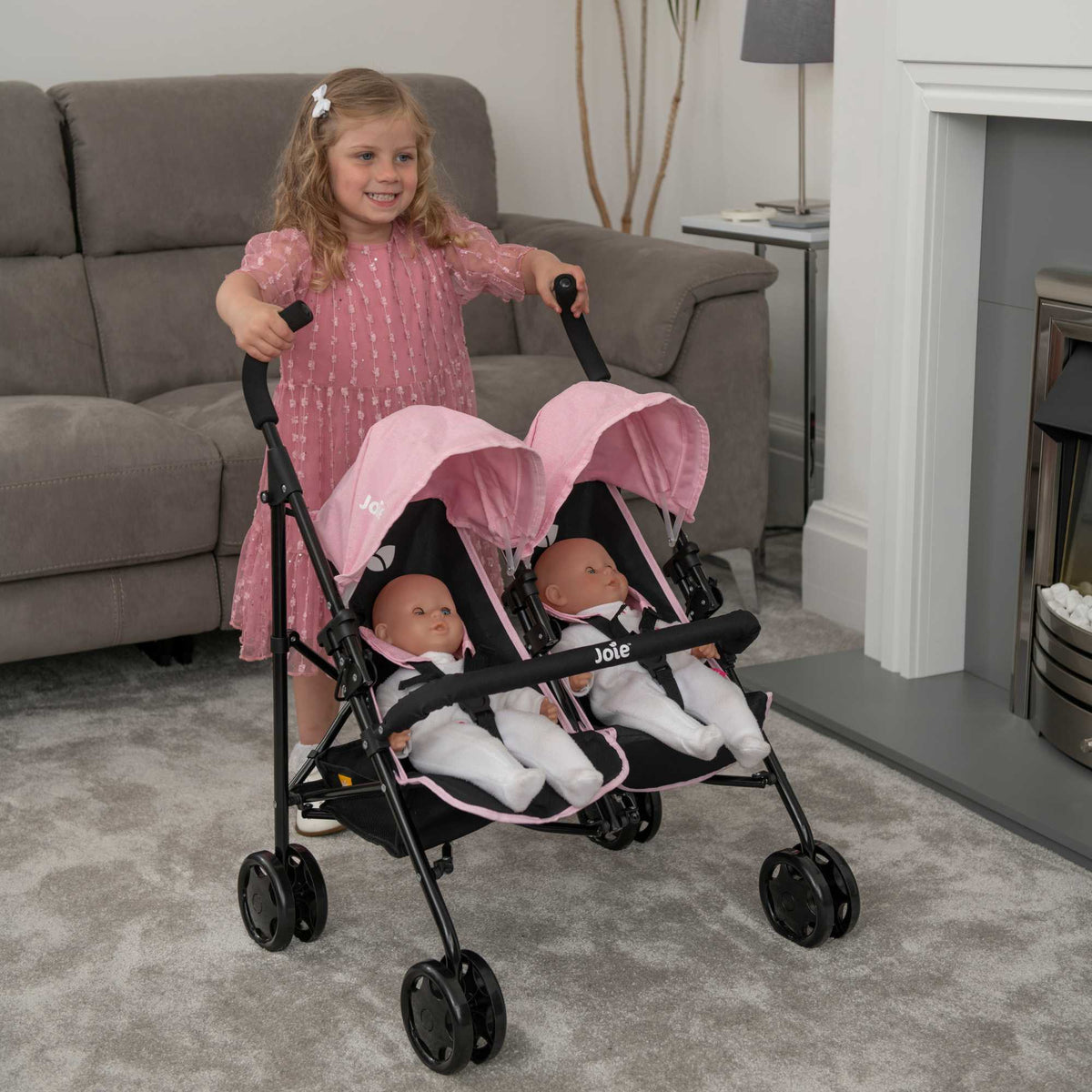 Joie Aire Twin Dolls Stroller - Pink &amp; Black Pushchairs