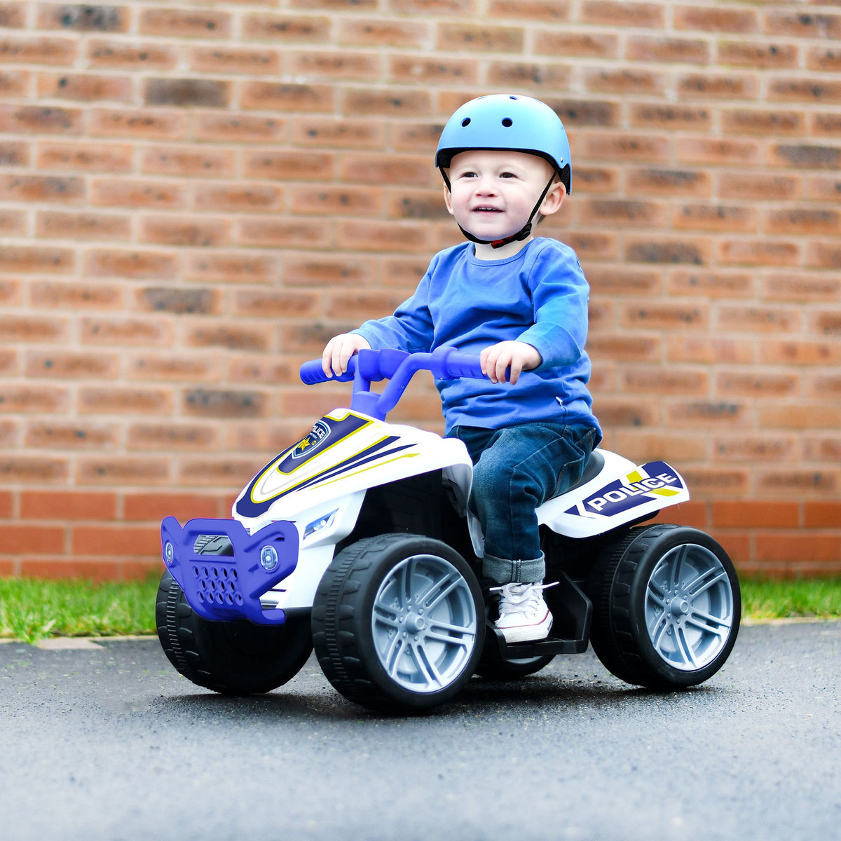 Evo 6V Kids Electric Ride-On Police Quad Bike Electric Ride Ons