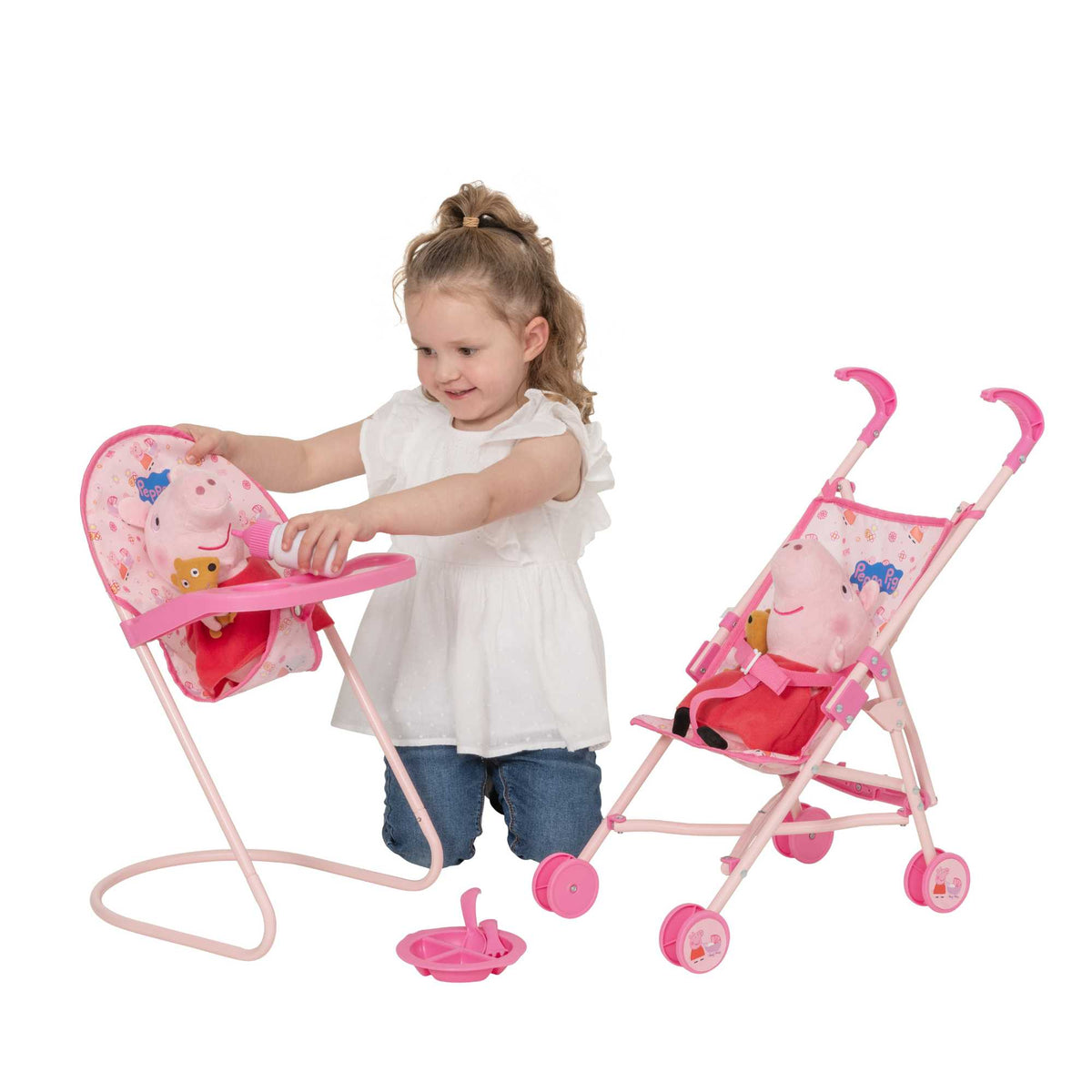 Peppa Pig Nursery Bundle - 7 Piece Playset Dolls Accessories