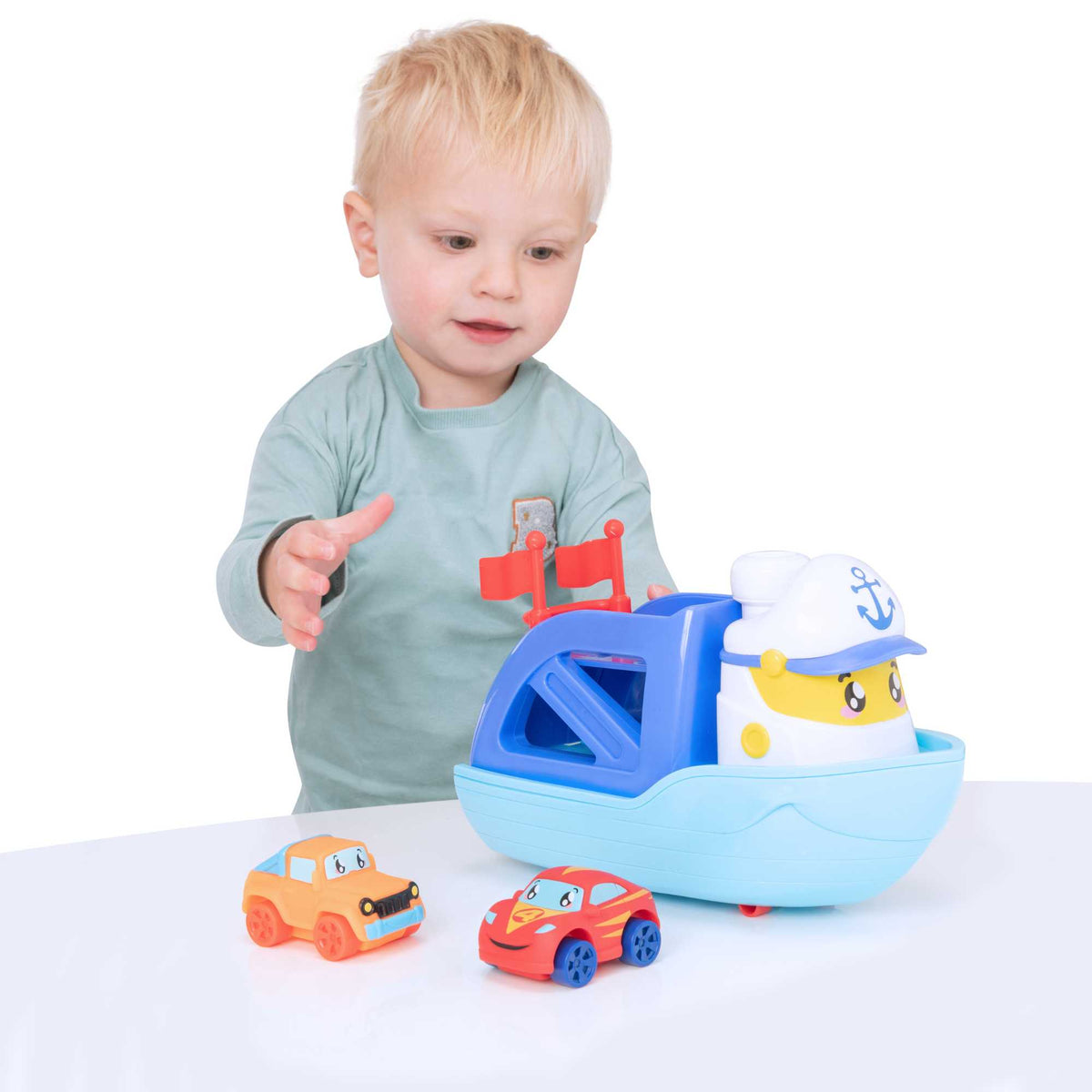 Tiny Teamsterz Ferry Boat Playset | Includes 2 Soft Touch Cars Cars &amp; Transporters