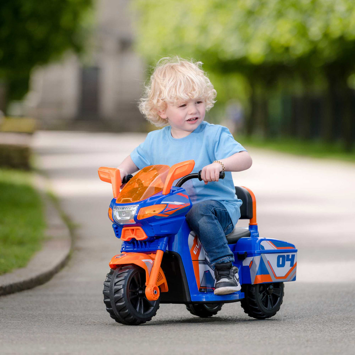 EVO 6v Kids Electric Ride-On Zoom Sports Bike - Blue Electric Ride Ons