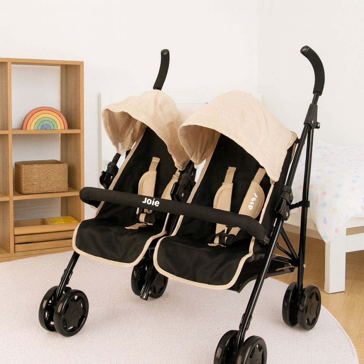 Joie Aire Twin Dolls Stroller - Stone &amp; Black