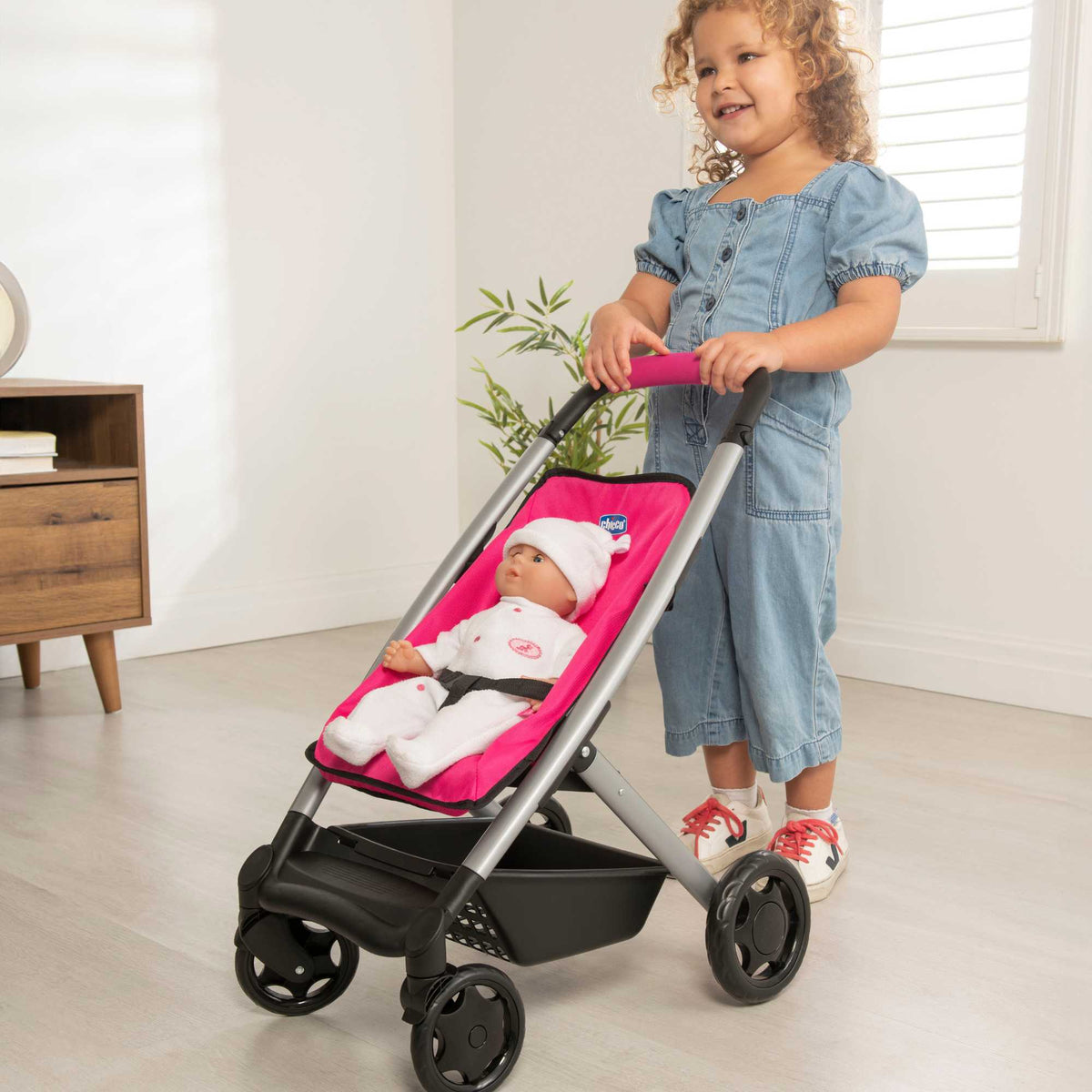 Chicco Junior 3-IN-1 Dolls Pram - Versatile Toy Stroller, Carrycot, and Pram for Dolls