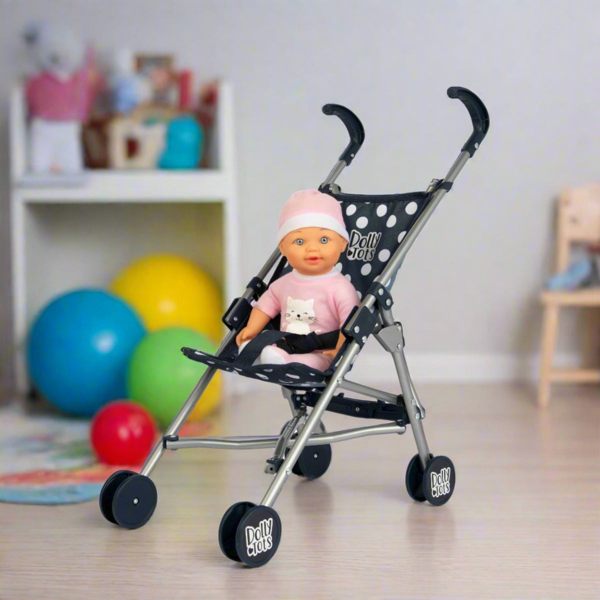Dolly Tots Dolls Single Stroller - Navy Pushchairs