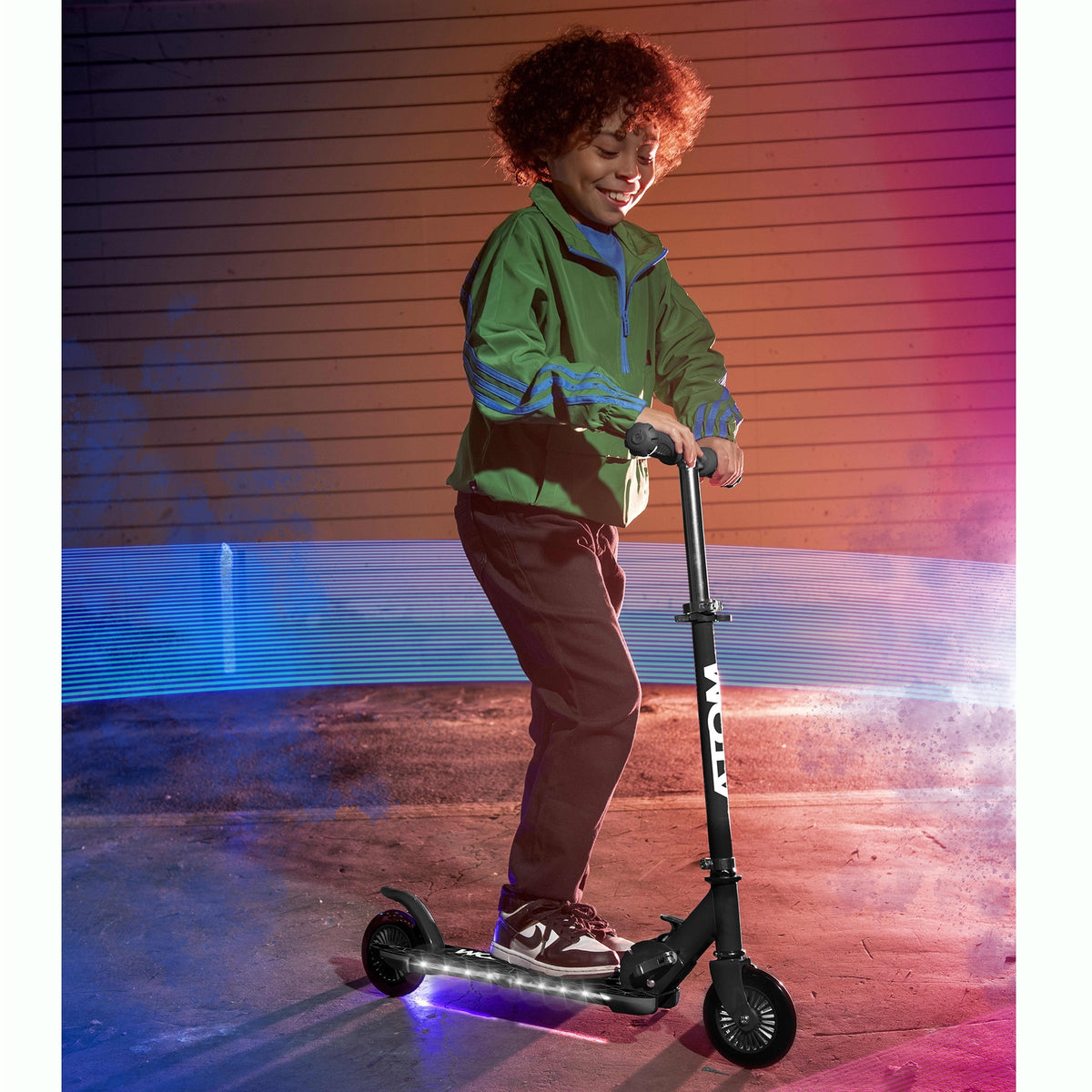 ATOM Light-Up Night Flash Scooter - Black Scooters