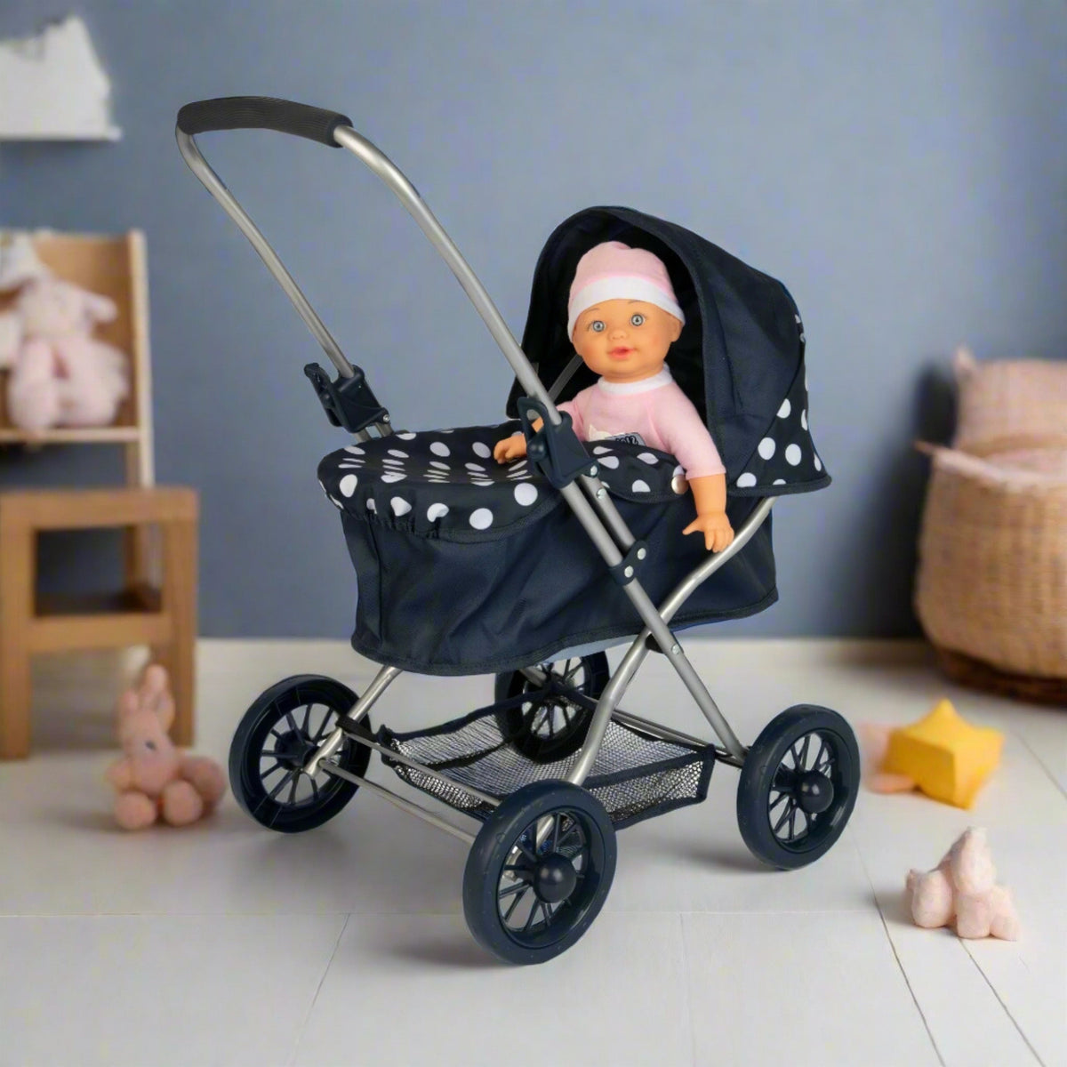 Dolly Tots Cutie Dolls Pram - Navy Prams