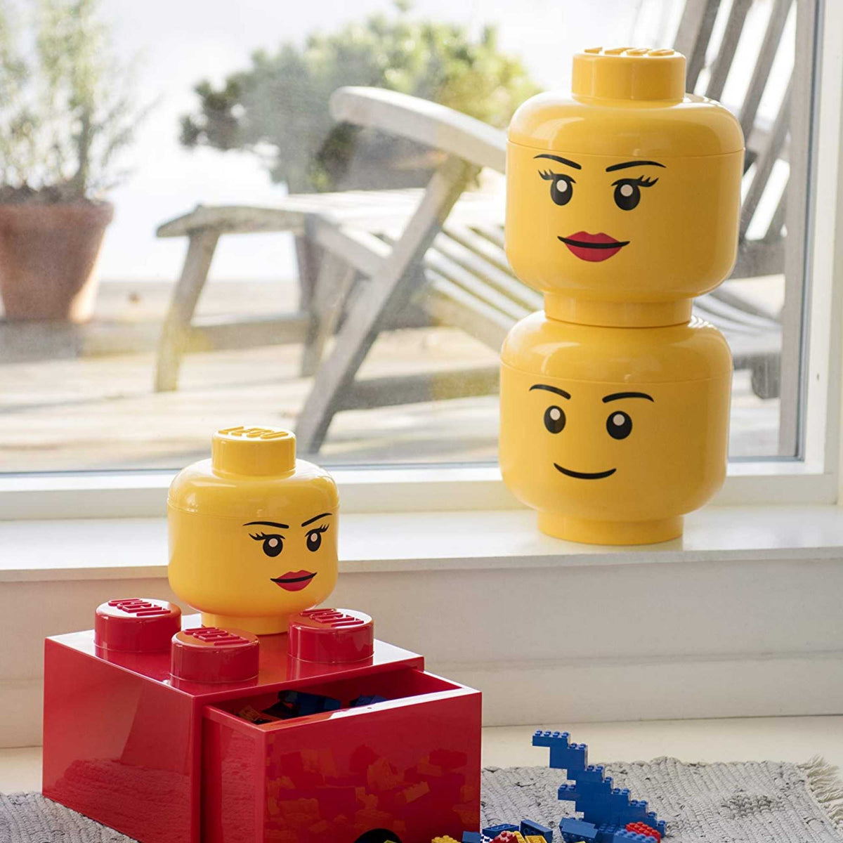 Large LEGO Storage Head - Girl Building Toys