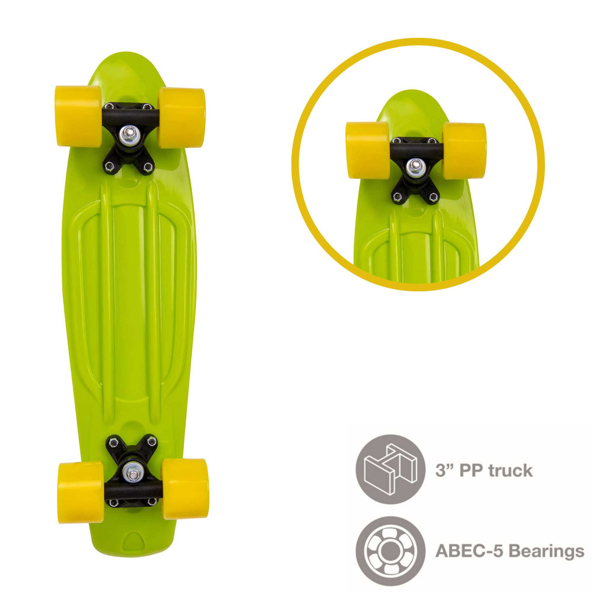 EVO Light-Up Penny Board - Lime &amp; Yellow Skateboards