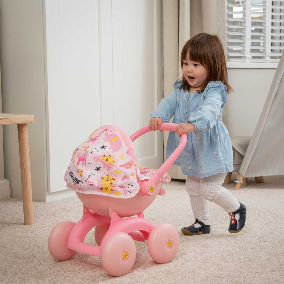 BabyBoo Bambino Jungle Print 4-IN-1 Dolls Pram Prams