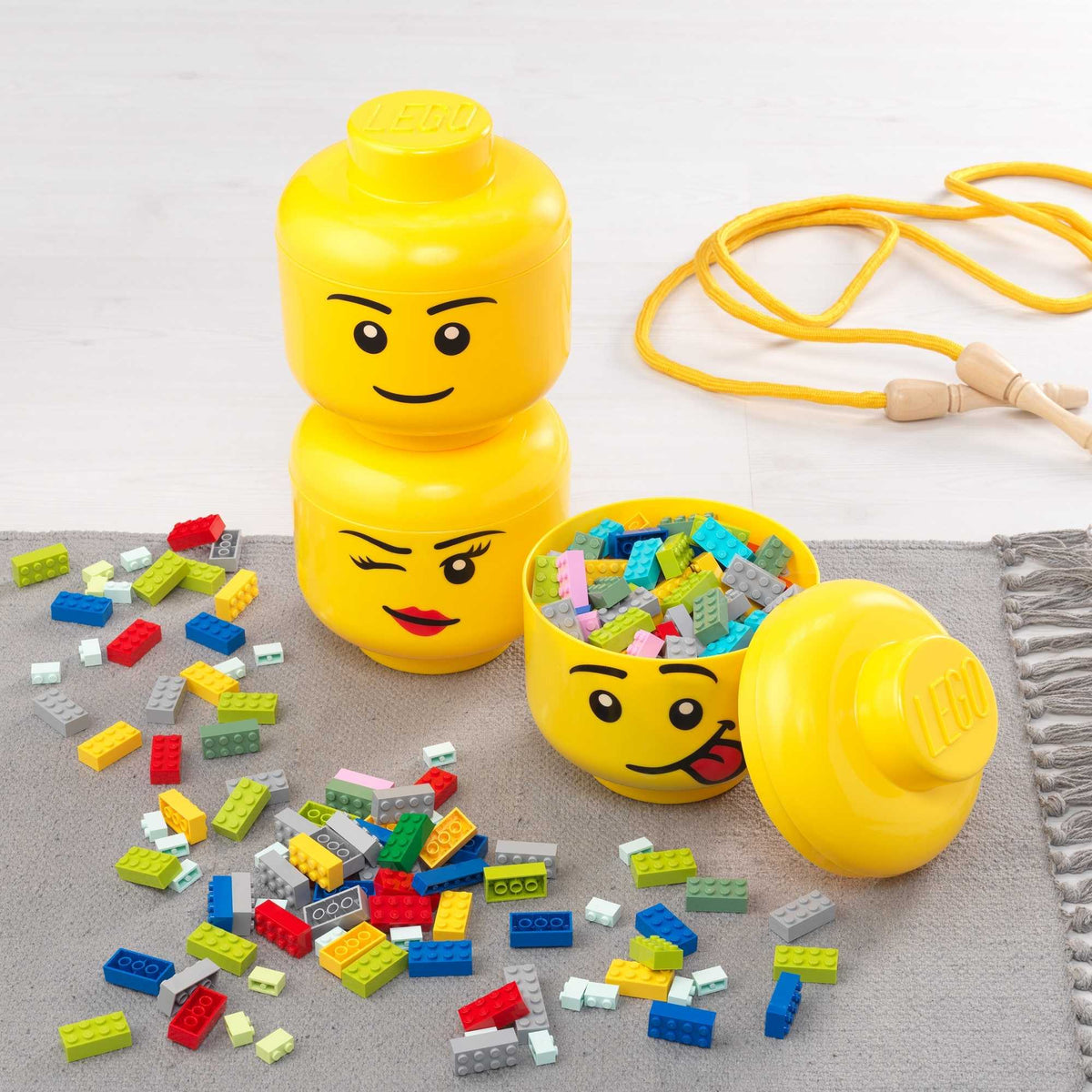 Large LEGO Storage Head - Silly Face Building Toys