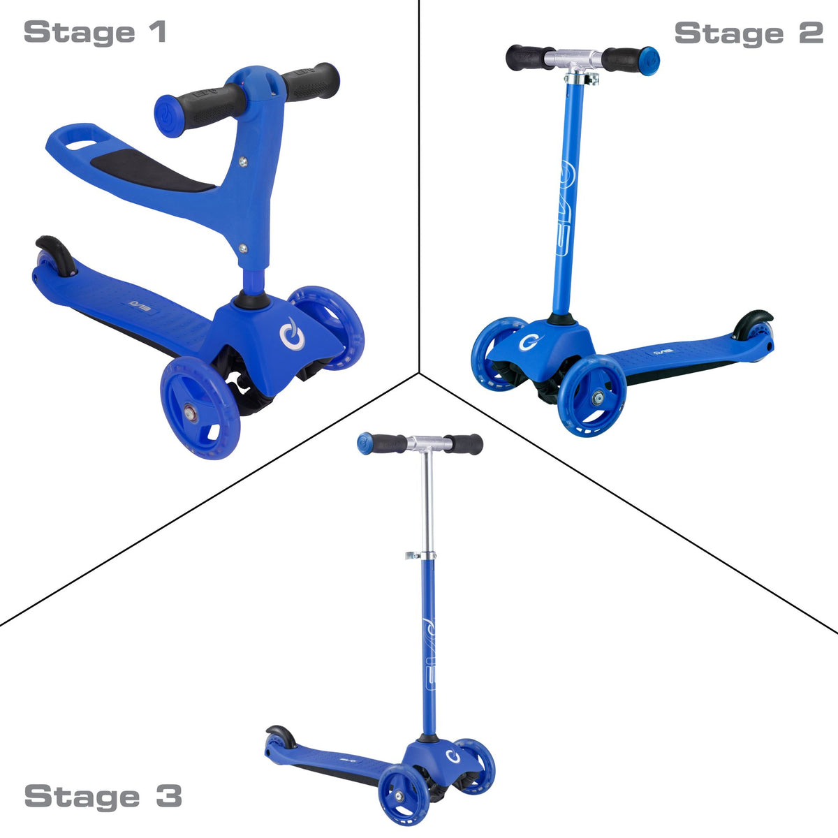 EVO 3 in 1 Cruiser Toddler Ride On &amp; Scooter - Blue Scooters