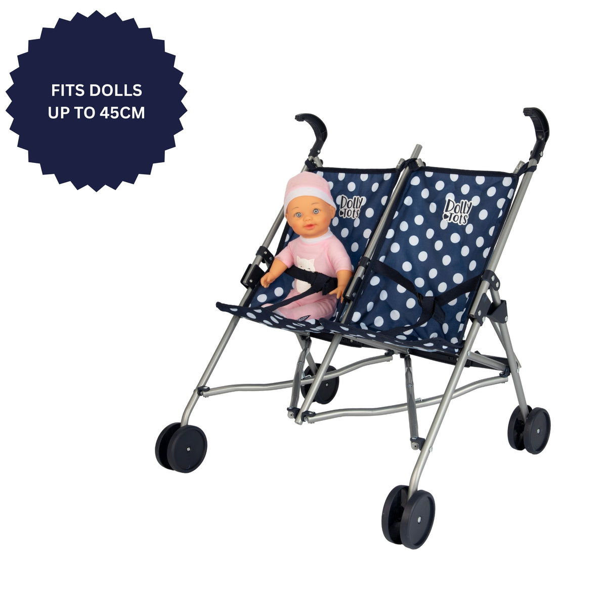 Dolly Tots Twin Dolls Stroller - Navy