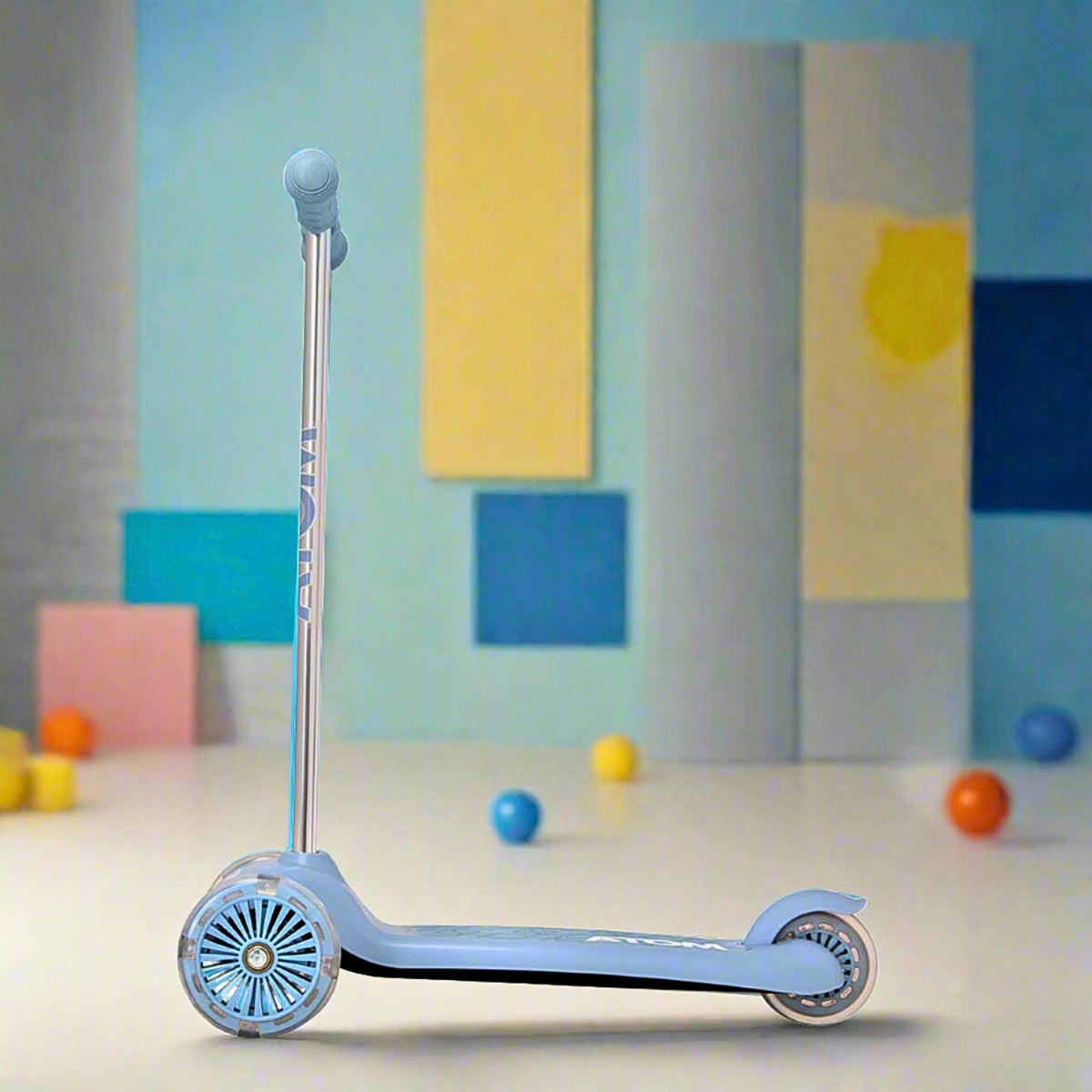ATOM Light-Up Move &#39;N&#39; Groove Scooter in Blue – 3-Wheel Kids Scooter with LED Flashing Deck and Wheels for Ages 3+.