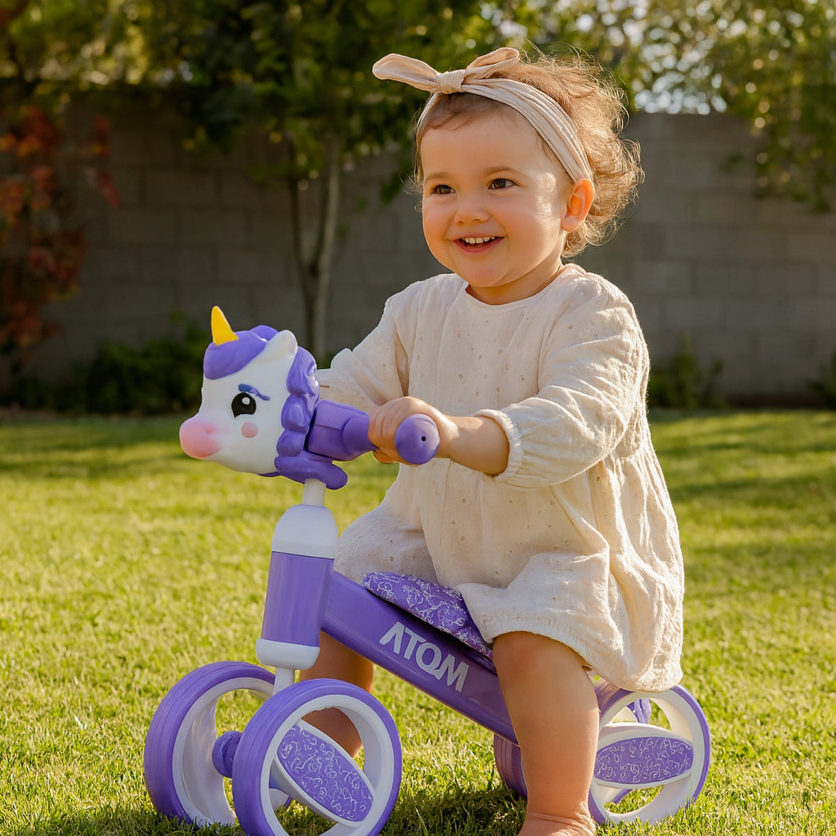 ATOM Childrens Bobble Bike - Purple Unicorn Balance Bike