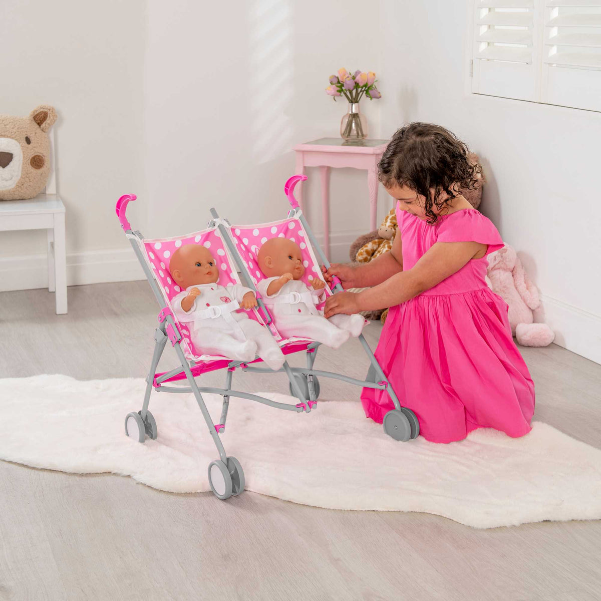 Dolly Tots Twin Dolls Stroller Pushchairs