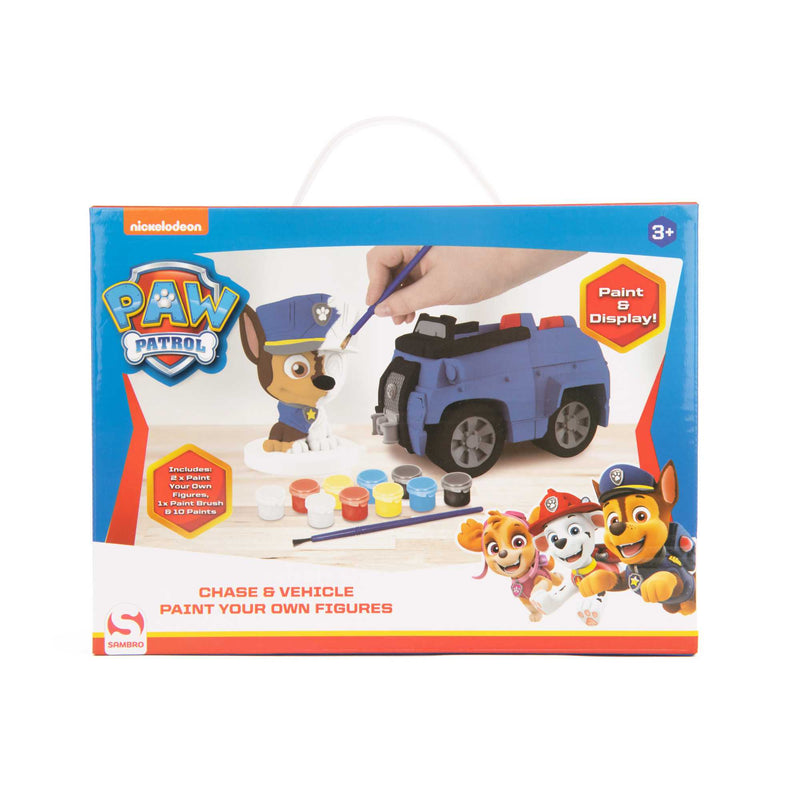 Paint Your Own Paw Patrol Chase and Vehicle Set - DIY craft kit featuring Chase figurine and vehicle for kids to paint and customize