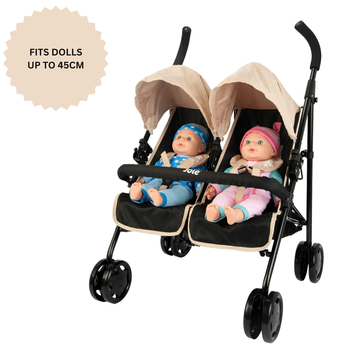 Joie Aire Twin Dolls Stroller - Stone &amp; Black