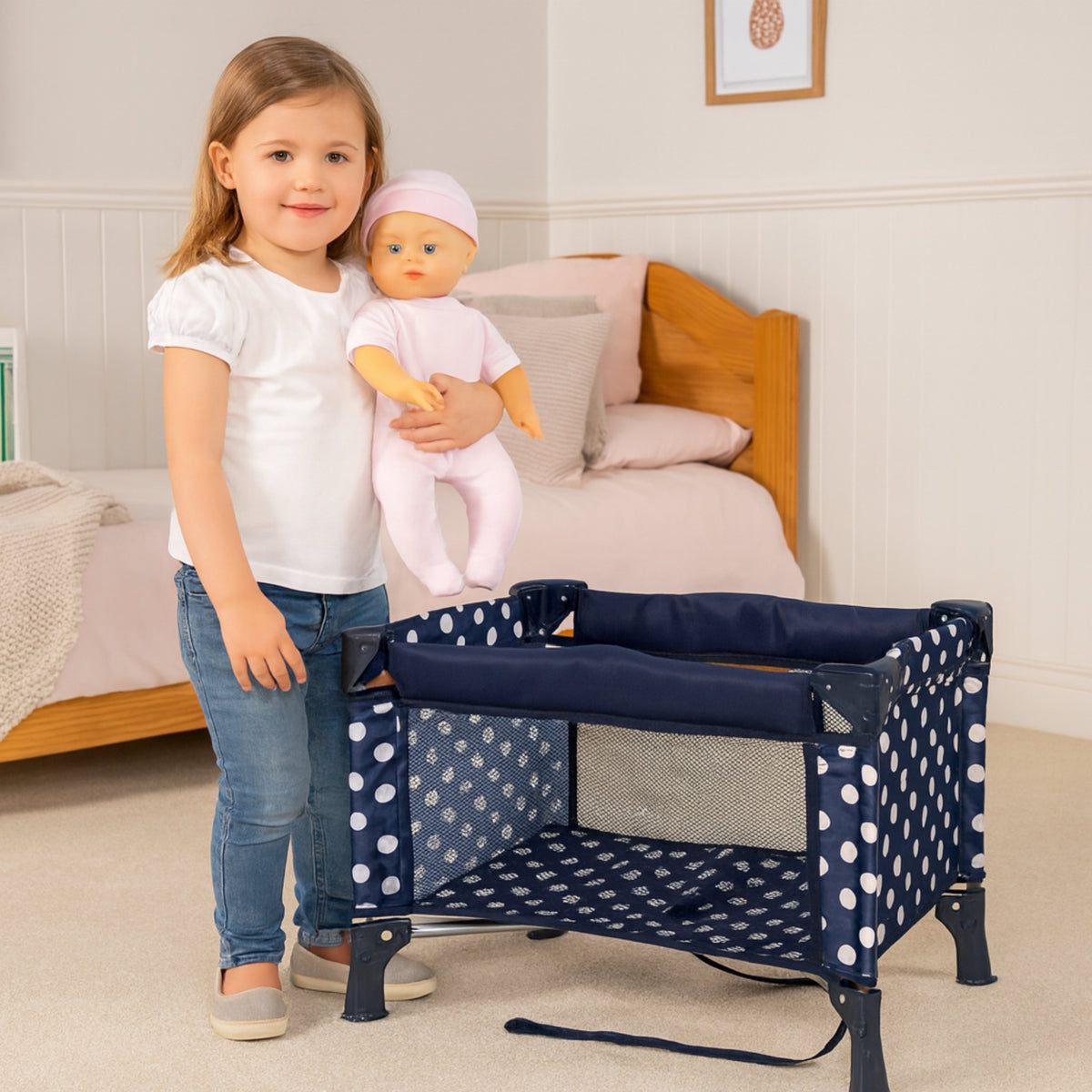 Dolly Tots Travel Dolls Cot - Navy