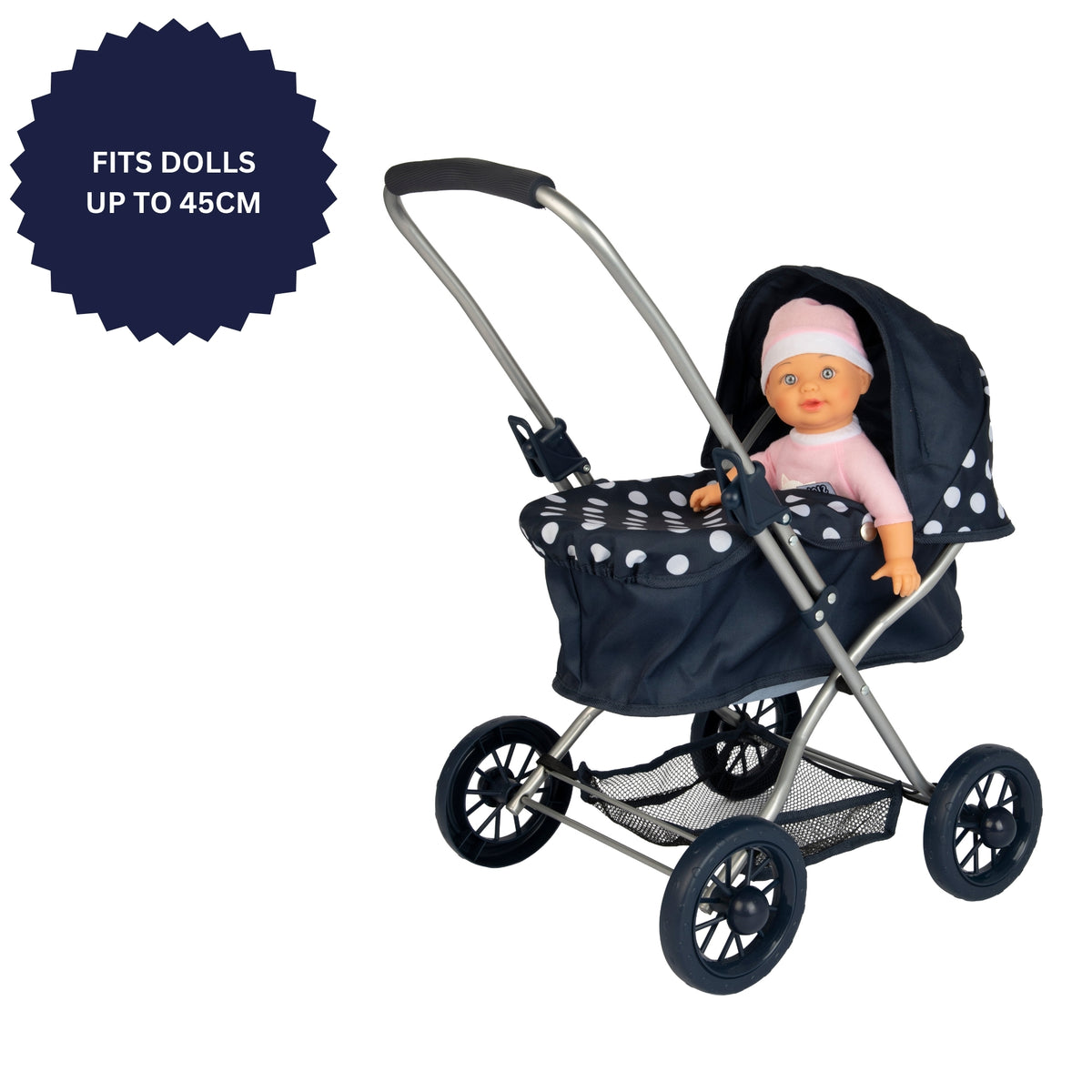 Dolly Tots Cutie Dolls Pram - Navy Prams