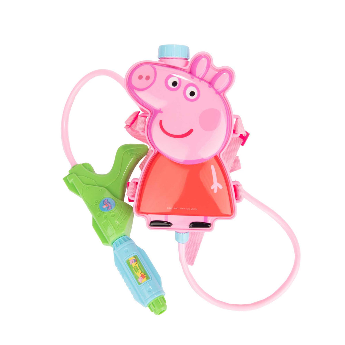 Peppa Pig Water Blaster Water Gun with Peppa-themed backpack water holder, ideal for outdoor water play and summer fun for kids.