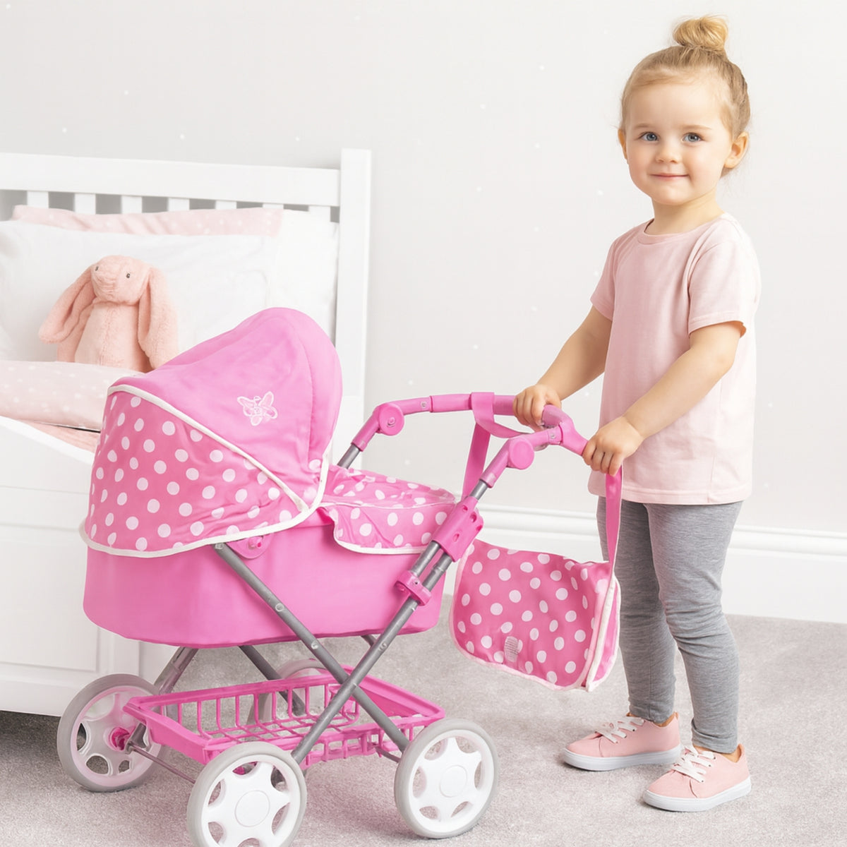 Dolly Tots Cherish Pram - Pink Prams
