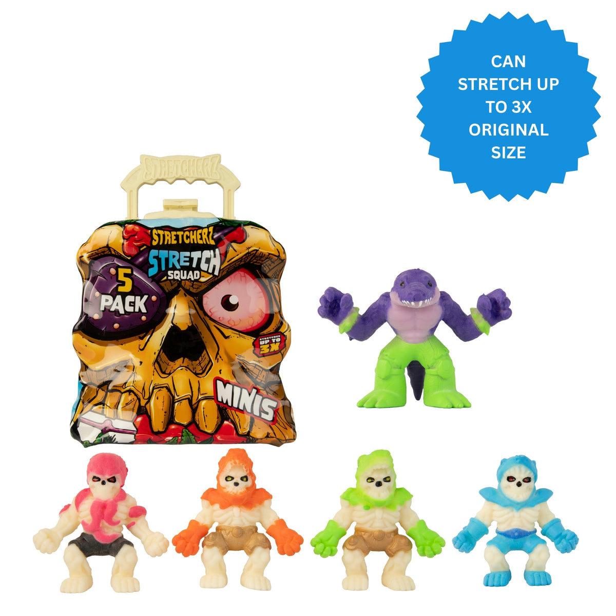Stretcherz Play Case With 5 Stretchy Figures - Skull