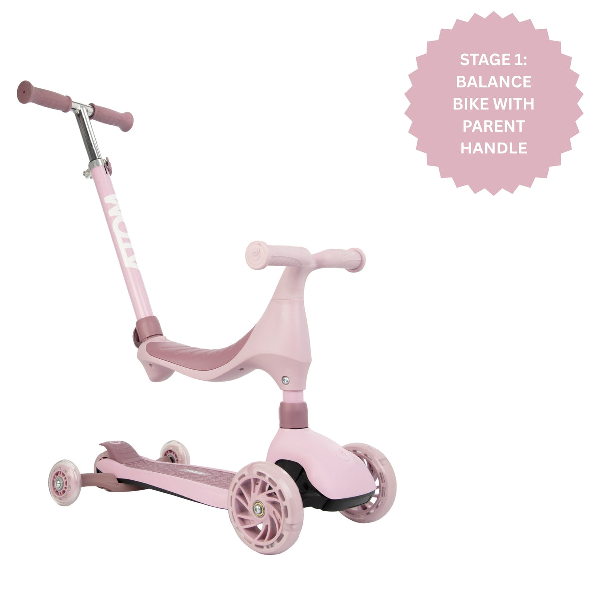 ATOM 4-in-1 Evolve Childrens Scooter Ride-On - Pink Scooters