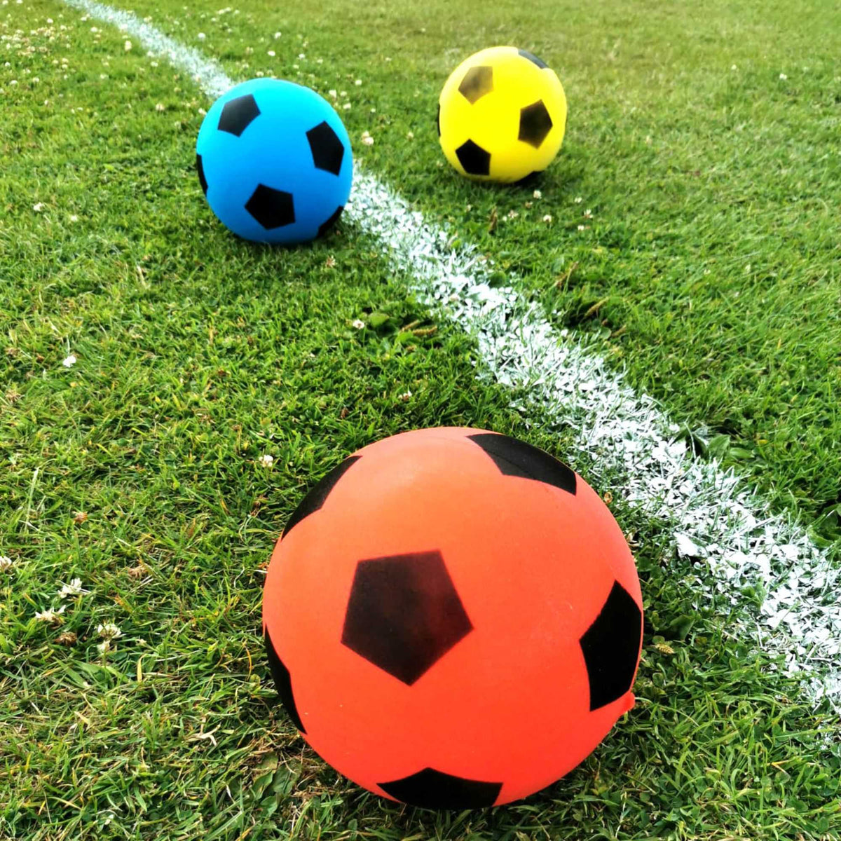 Foam Footballs | Pack of 3 | Blue, Yellow, Red Footballs