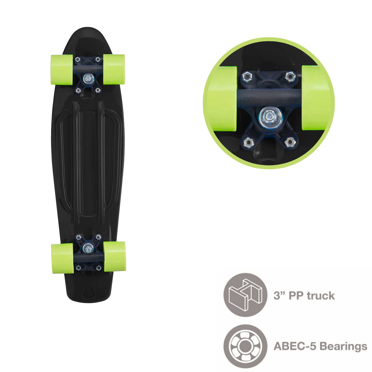 EVO 22&quot; Light Up Penny Board - Black Skateboards